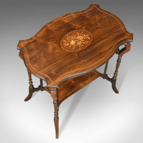 fig 3. Antique Side Table, English, Edwardian, Lamp, Rosewood, Circa 1910
