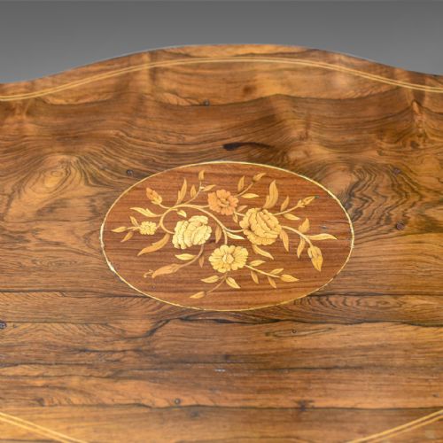fig 4. Antique Side Table, English, Edwardian, Lamp, Rosewood, Circa 1910