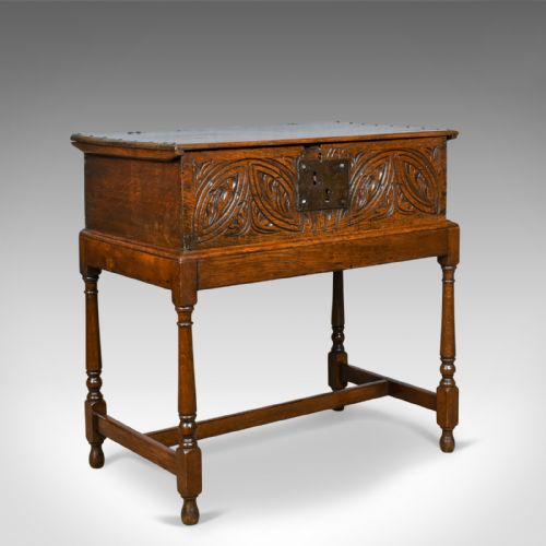 Antique Bible Box on Stand, English, Oak, Chest, 17th Century & Later
