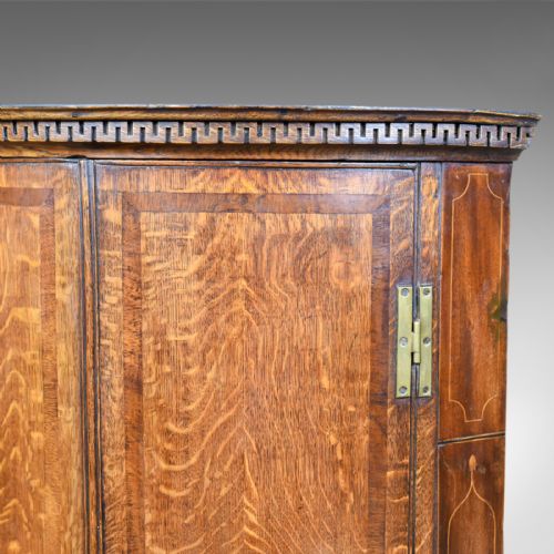 fig 4. Antique Bow Fronted Corner Cabinet, English, Georgian, Oak, Hanging Circa 1770