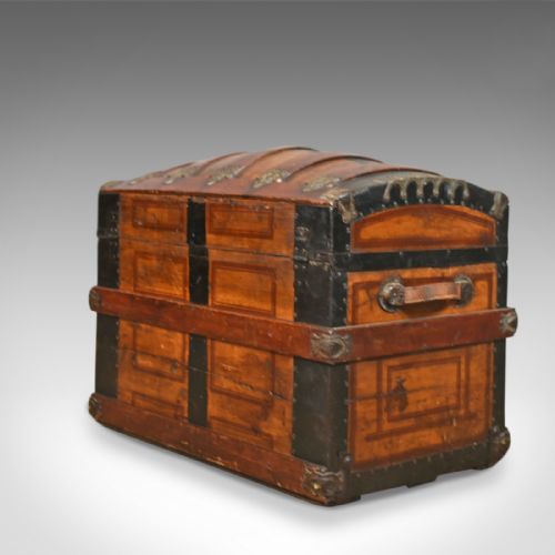 fig 2. Antique Dome Topped Carriage Chest, English, Victorian, Trunk, 19th Century