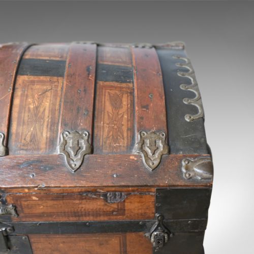 fig 4. Antique Dome Topped Carriage Chest, English, Victorian, Trunk, 19th Century