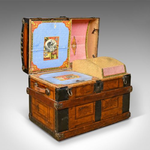Antique Dome Topped Carriage Chest, English, Victorian, Trunk, 19th Century