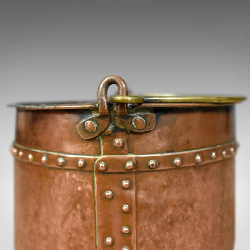 fig 3. Antique Copper Coal Bucket, English, Victorian, Fireside Scuttle, Circa 1850