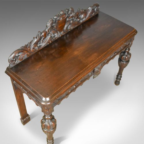fig 3. Antique Console Table, Mid 19th Century, Scottish, Oak, Carved, Side, Circa 1860
