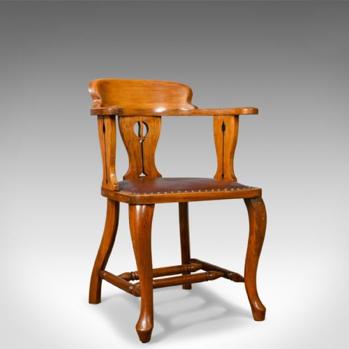 Antique Bow-back Armchair, Edwardian, Art Nouveau, Liberty-esque, Walnut C.1910