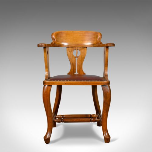 fig 1. Antique Bow-Back Armchair, Edwardian, Art Nouveau, Liberty-esque, Walnut c.1910