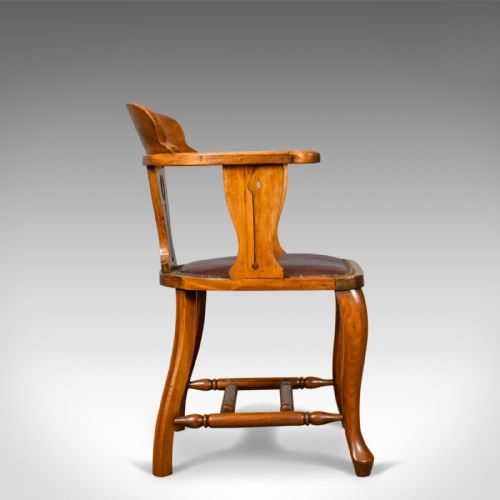 fig 2. Antique Bow-Back Armchair, Edwardian, Art Nouveau, Liberty-esque, Walnut c.1910