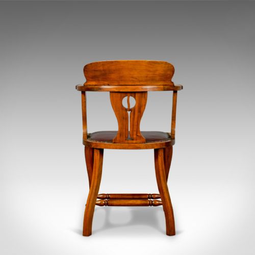 fig 4. Antique Bow-Back Armchair, Edwardian, Art Nouveau, Liberty-esque, Walnut c.1910