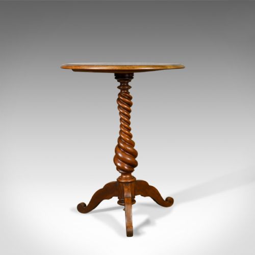 Antique Wine Table, English, Victorian, Mahogany, Tripod Side Barley Twist C1860
