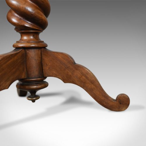 fig 4. Antique Wine Table, English, Victorian, Mahogany, Tripod Side Barley Twist c1860