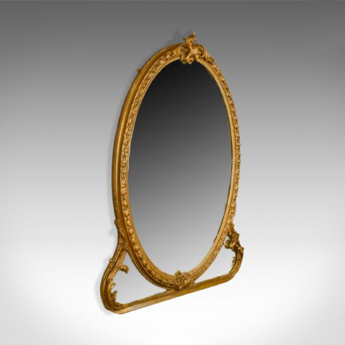 fig 1. Antique Wall Mirror, English, Victorian, Gilt Gesso, Overmantel, Circa 1850