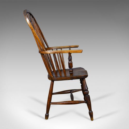 fig 2. Antique Windsor Armchair, English, Victorian, Stick Back, Elbow Chair Circa 1860
