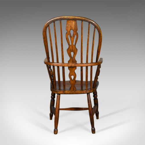 fig 3. Antique Windsor Armchair, English, Victorian, Stick Back, Elbow Chair Circa 1860