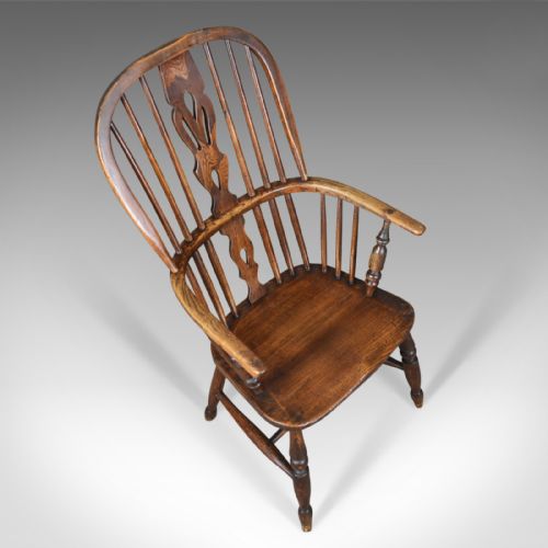 fig 4. Antique Windsor Armchair, English, Victorian, Stick Back, Elbow Chair Circa 1860