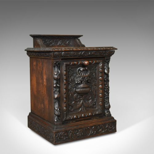 Antique Purdonium, Scottish, Oak, Coal, Fireside Log Bin, Victorian, Circa 1880