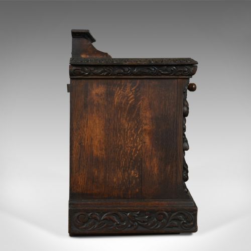 fig 2. Antique Purdonium, Scottish, Oak, Coal, Fireside Log Bin, Victorian, Circa 1880