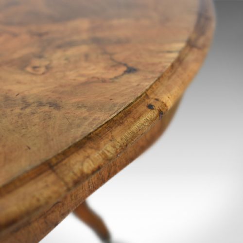 fig 3. Antique Centre Table, English, Victorian, Circular, Burr Walnut, Tea, Side c1870