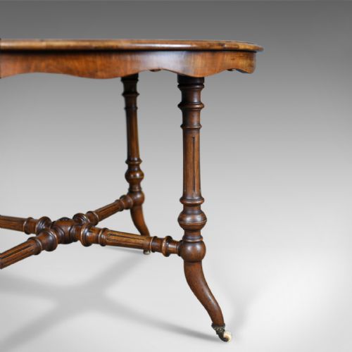 fig 4. Antique Centre Table, English, Victorian, Circular, Burr Walnut, Tea, Side c1870