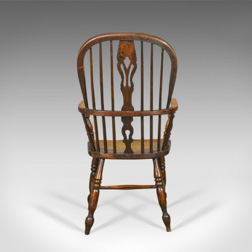 fig 3. Antique Windsor Armchair, Victorian, Country Kitchen, Stick Back, Elbow c.1850