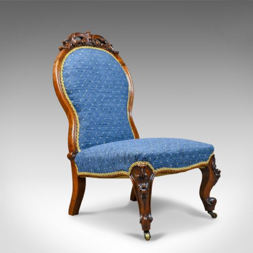 Antique Salon Chair, English, Early Victorian, Walnut, Nursing, Circa 1840