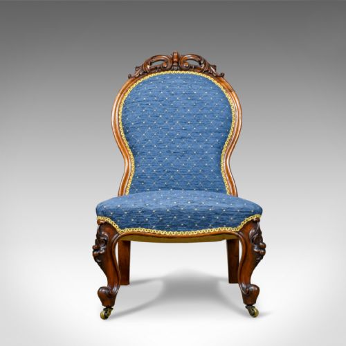 fig 1. Antique Salon Chair, English, Early Victorian, Walnut, Nursing, Circa 1840