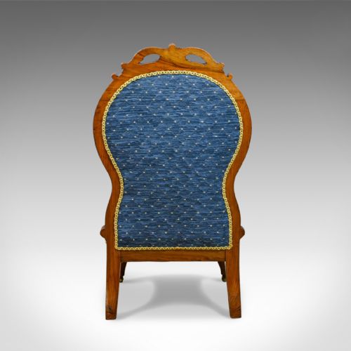 fig 3. Antique Salon Chair, English, Early Victorian, Walnut, Nursing, Circa 1840