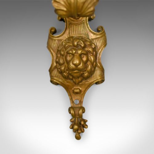 fig 3. Antique, Wall Sconces, English, Victorian, Gilt Metal, Candle Stands, Circa 1900