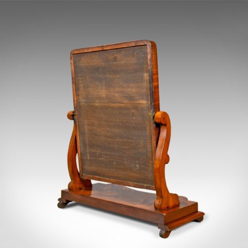 fig 3. Antique Platform Mirror, Flame Mahogany, English, Victorian, Vanity, Circa 1870