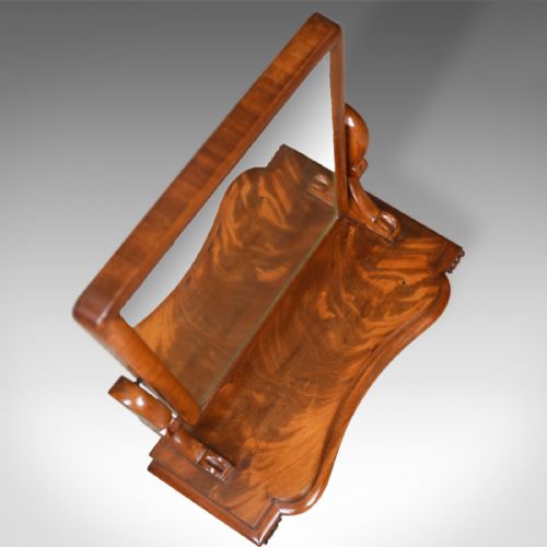 fig 4. Antique Platform Mirror, Flame Mahogany, English, Victorian, Vanity, Circa 1870