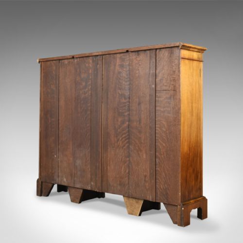 fig 3. Antique Breakfront Bookcase, Victorian Burr Walnut Glazed Display Cabinet c1890