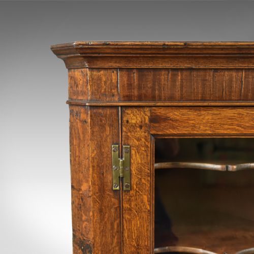 fig 4. Antique Corner Cabinet, Oak, Mahogany Georgian, Glazed, Hanging, Cupboard, c1770