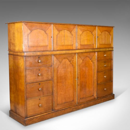 Large Antique Estate Manager's Cupboard, Oak, English, Victorian, Cabinet C.1880