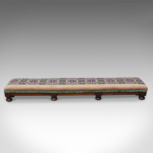 fig 1. Antique, Carriage Stool, Long, Victorian, Footrest, Mahogany, Needlepoint c1870
