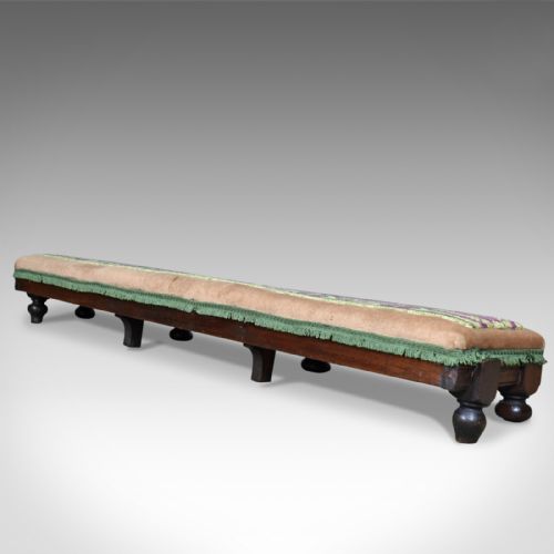 fig 3. Antique, Carriage Stool, Long, Victorian, Footrest, Mahogany, Needlepoint c1870