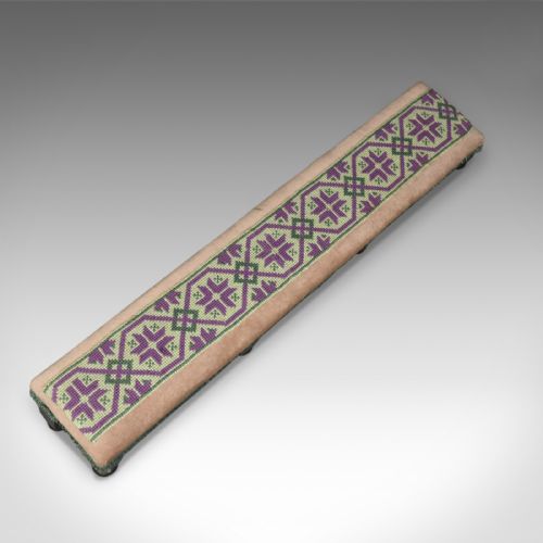 fig 4. Antique, Carriage Stool, Long, Victorian, Footrest, Mahogany, Needlepoint c1870