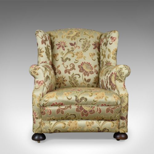 fig 1. Antique Wing Back Armchair, English, Victorian, Deep, Club Chair, Circa 1900