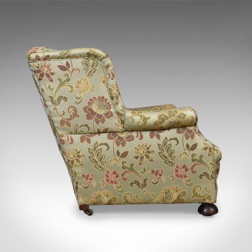 fig 2. Antique Wing Back Armchair, English, Victorian, Deep, Club Chair, Circa 1900