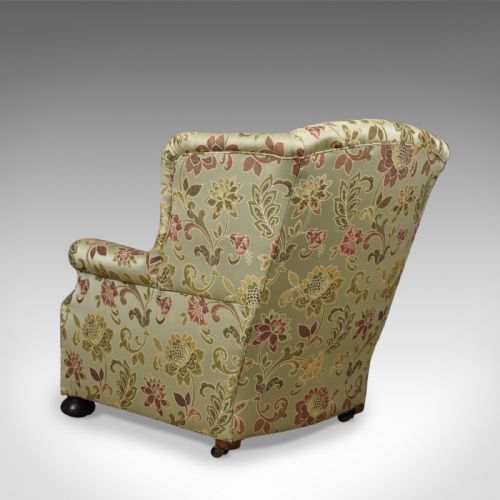fig 4. Antique Wing Back Armchair, English, Victorian, Deep, Club Chair, Circa 1900
