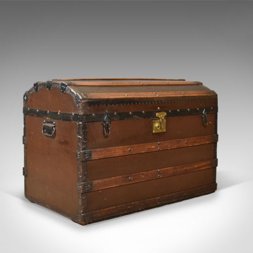 Antique Carriage Chest, Victorian, Dome Topped Trunk, 19th Century Circa 1890