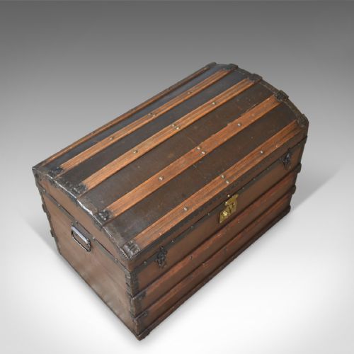 fig 2. Antique Carriage Chest, Victorian, Dome Topped Trunk, 19th Century Circa 1890