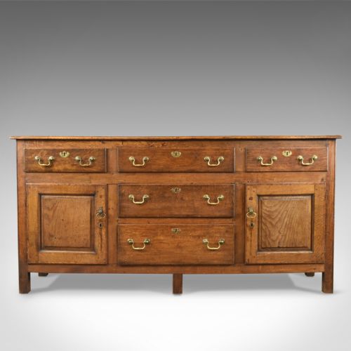 fig 1. Antique Dresser Base, Victorian, Georgian Revival, Sideboard, English, Oak c1880