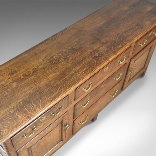 fig 3. Antique Dresser Base, Victorian, Georgian Revival, Sideboard, English, Oak c1880