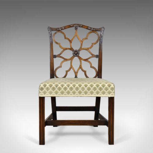 Antique Side Chair, Victorian, English, Mahogany, Chippendale Revival Circa 1900