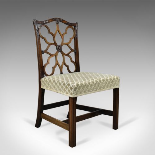 fig 1. Antique Side Chair, Victorian, English, Mahogany, Chippendale Revival Circa 1900