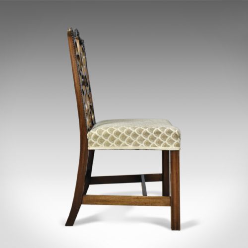 fig 3. Antique Side Chair, Victorian, English, Mahogany, Chippendale Revival Circa 1900