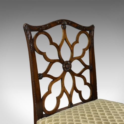 fig 4. Antique Side Chair, Victorian, English, Mahogany, Chippendale Revival Circa 1900