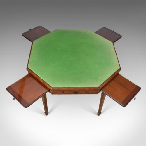 Antique Metamorphic Bridge Card Table, Trollope & Colls, Mahogany Games C1920-30