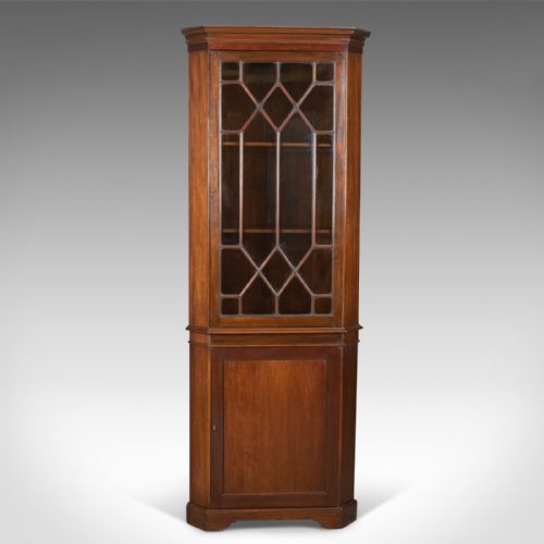 Antique Corner Cabinet, Glazed, Display, Edwardian in Georgian Taste, Circa 1910