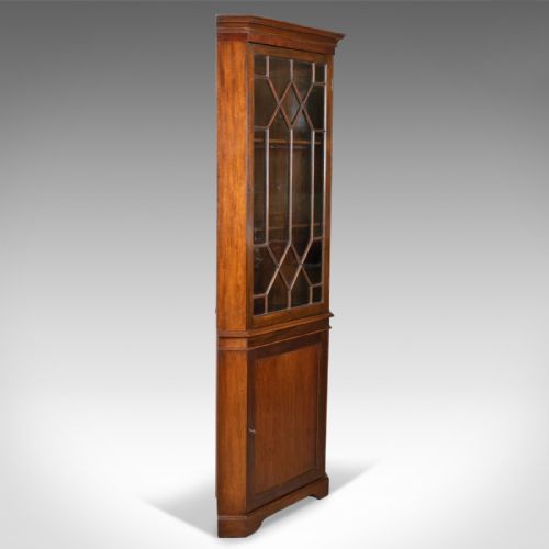 fig 1. Antique Corner Cabinet, Glazed, Display, Edwardian in Georgian Taste, Circa 1910
